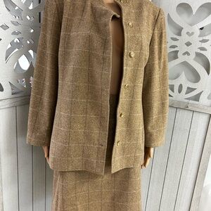 Jones Wear Joneswear Plaid Wool Blend Skirt Suit Sz 16